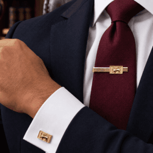 Sri Lankan Flag Cufflinks & Tie Pin Set (Gold)