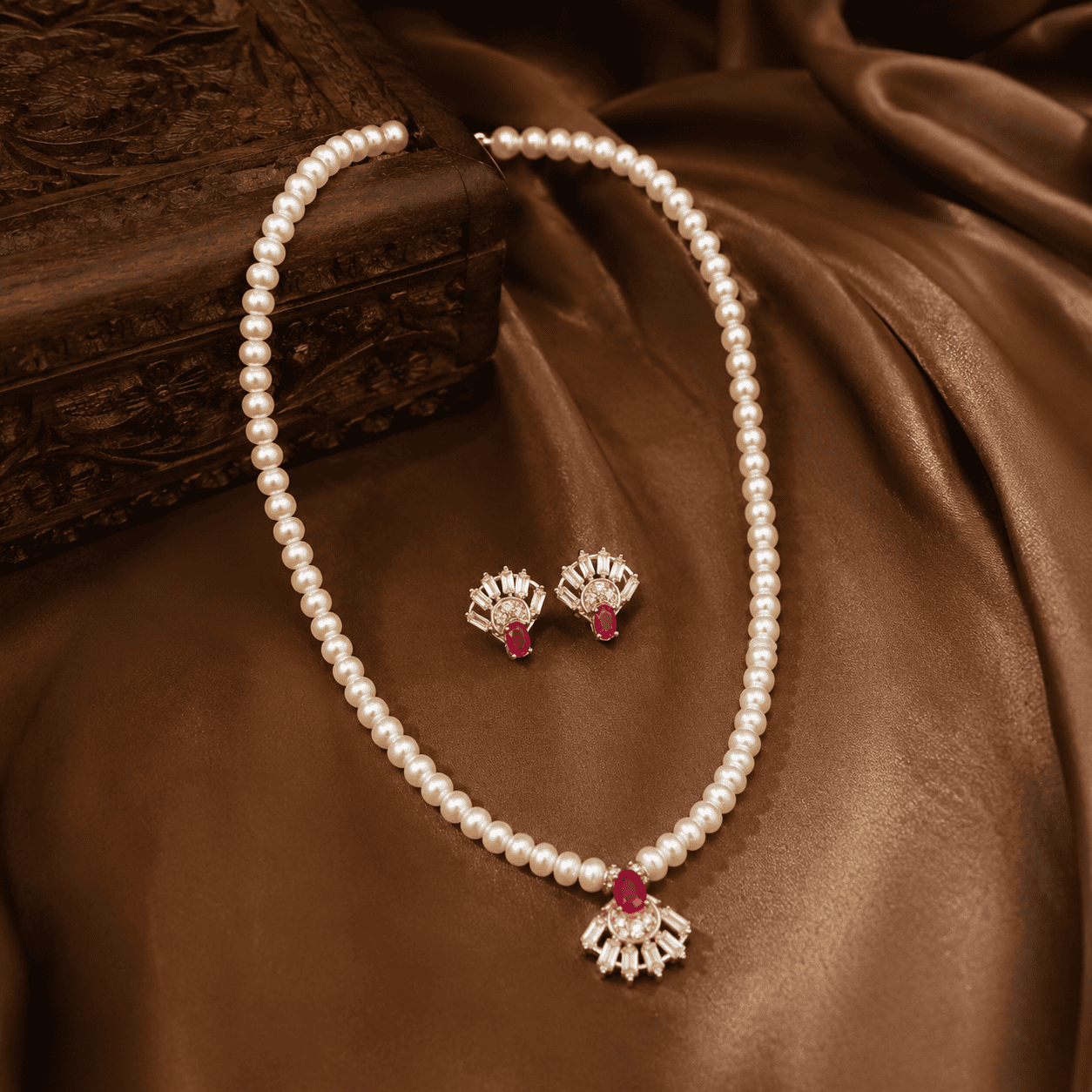Fresh Water Pearl Necklace and Earrings