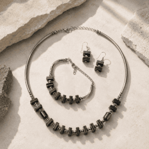 Hematite Necklace Set with Bracelet