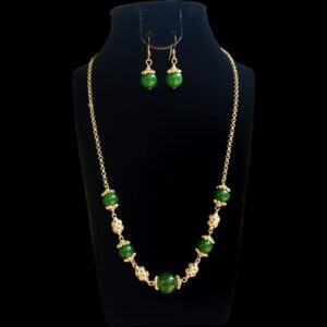 Dyed Jade Necklace and Earrings