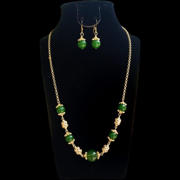 Dyed Jade Necklace and Earrings