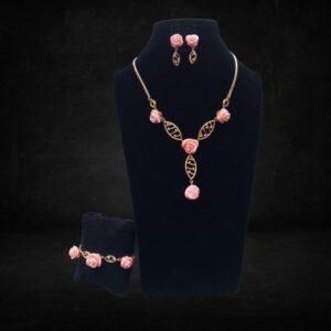 Genuine Coral Necklace Set with Bracelet