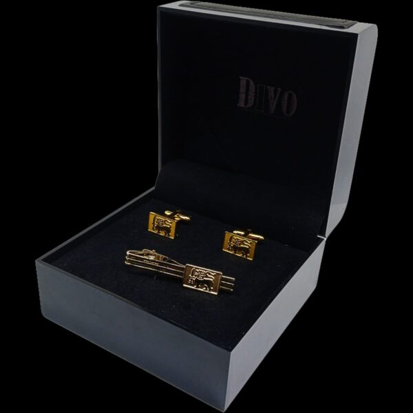 Sri Lankan Flag Cufflinks & Tie Pin Set (Gold)