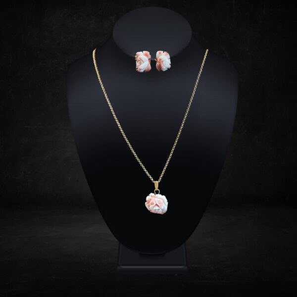 Coral Necklace and Earrings