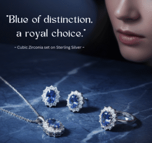 Exquisite Blue Cubic Zirconia & Sterling Silver Set