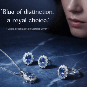 Exquisite Blue Cubic Zirconia & Sterling Silver Set