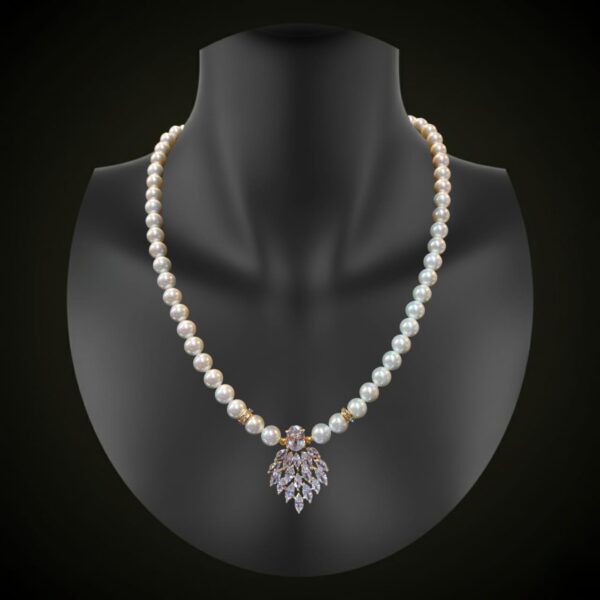 Cubic Zirconia Shell Pearl Necklace