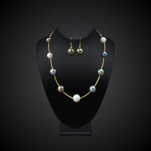 Shell Pearl Necklace and Earrings