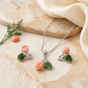 Coral/Jade Necklace Set