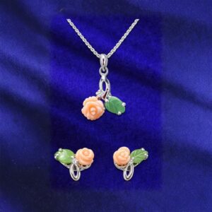 Coral/Jade Necklace Set