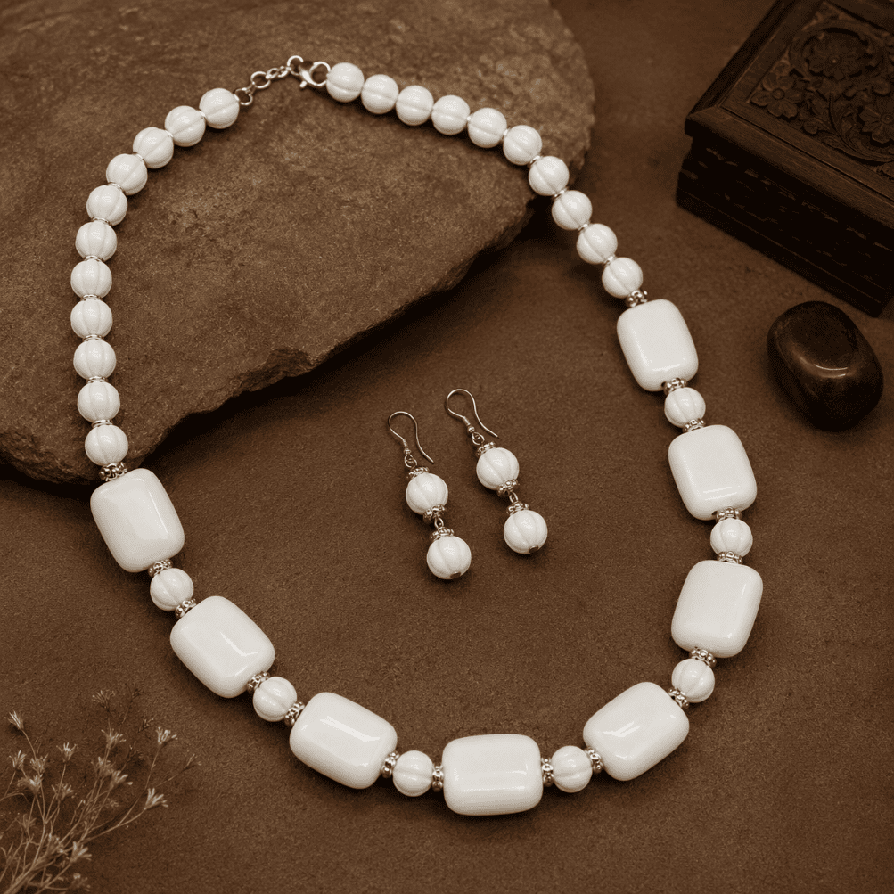White Jade Necklace Set