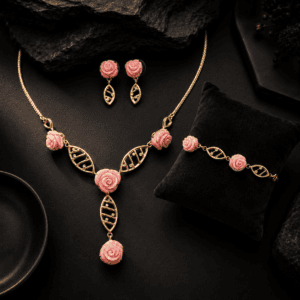 Genuine Coral Necklace Set with Bracelet